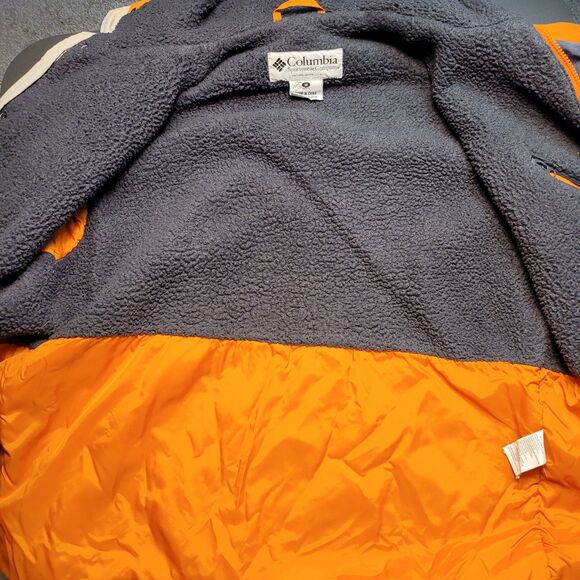 Columbia Jacket Mens Medium Orange Gray Hoodie Fleece Liner Coat Vintage Used - Picture 8 of 11